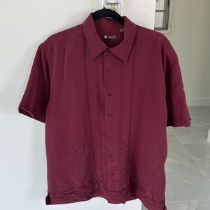 Centro burgundy Short Sleeve button down Shirt
